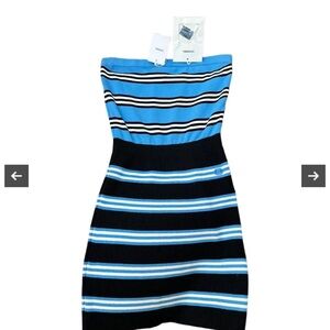 CHANEL Vibrant Blue and Black Knit Dress